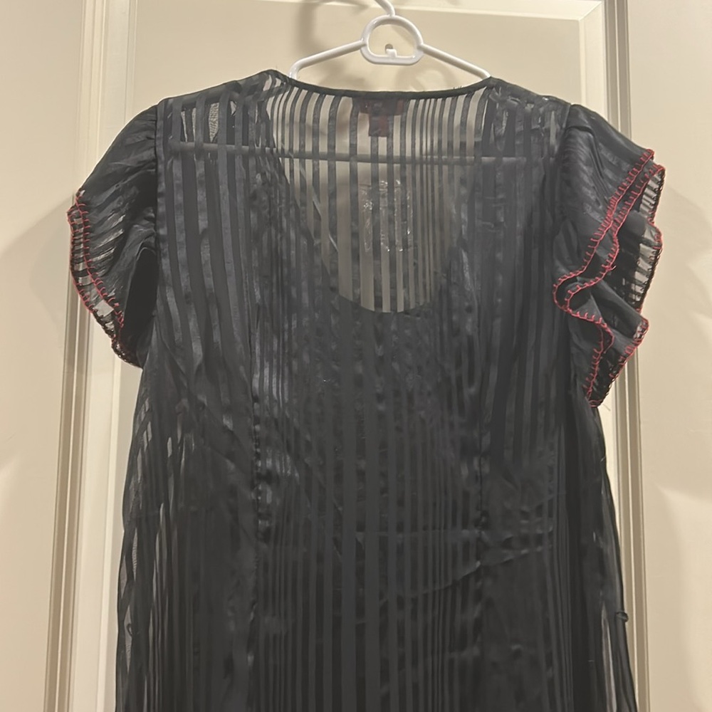 Anthropologie Black Dress with Multicolor Floral Embroidery - Picture 7 of 10